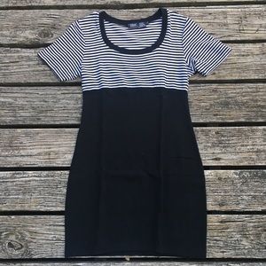 Black and White Striped T-Shirt Sweater Dress